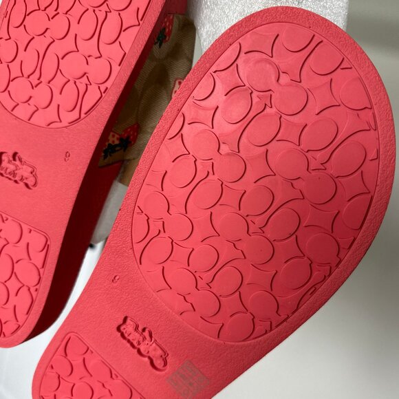 Coach Tan and Red Sandals with Strawberry Print - Picture 3 of 3